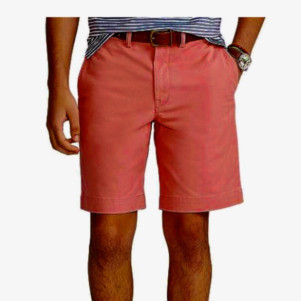 NWT Polo by Ralph Lauren Men's Red Shorts 33W Classic Fit 9" Stretch Cotton
